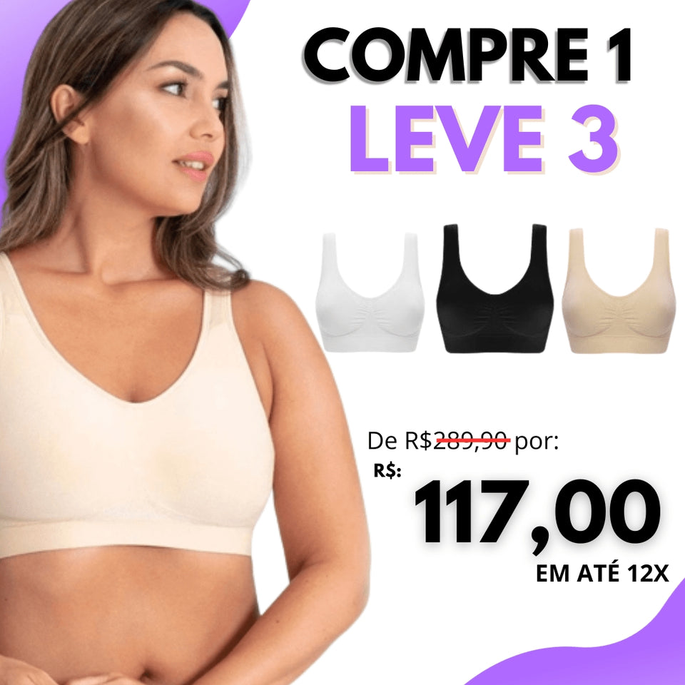 Sutiã Top Comfort Plus Sem Bojo 3 Unidades