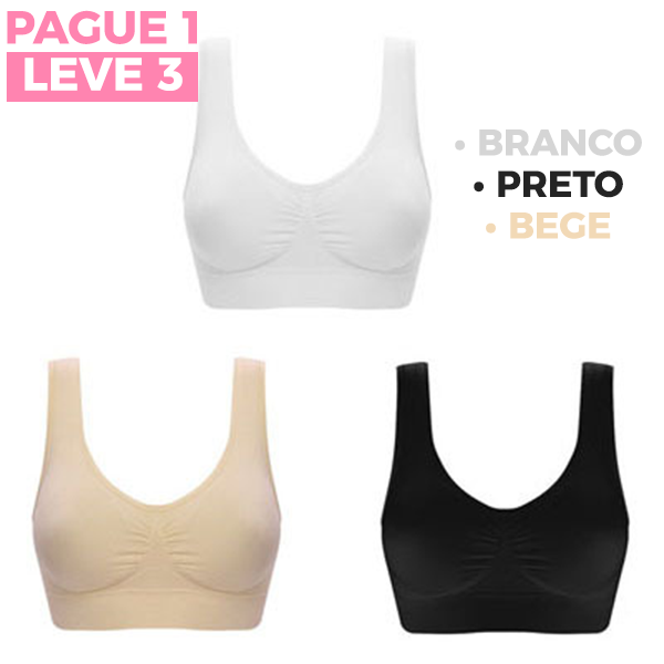 Sutiã Top Comfort Plus Sem Bojo 3 Unidades