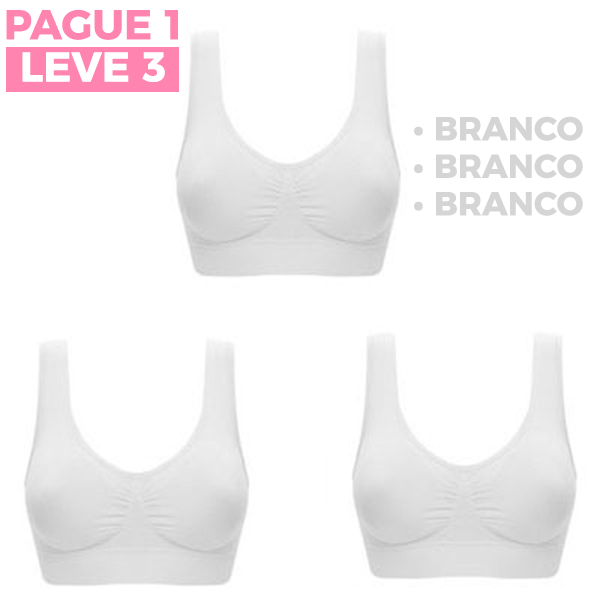 Sutiã Top Comfort Plus Sem Bojo 3 Unidades