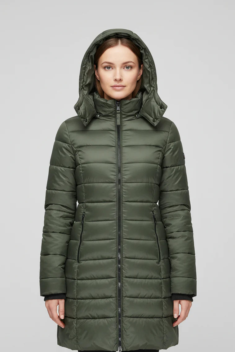Jaqueta Parka Feminina Puffer Justa ao Corpo