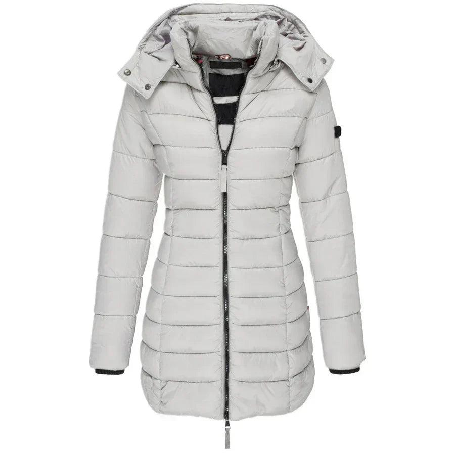 Casaco Feminino de Inverno com Capuz e Zíper - Acolhedor, Elegante e Leve