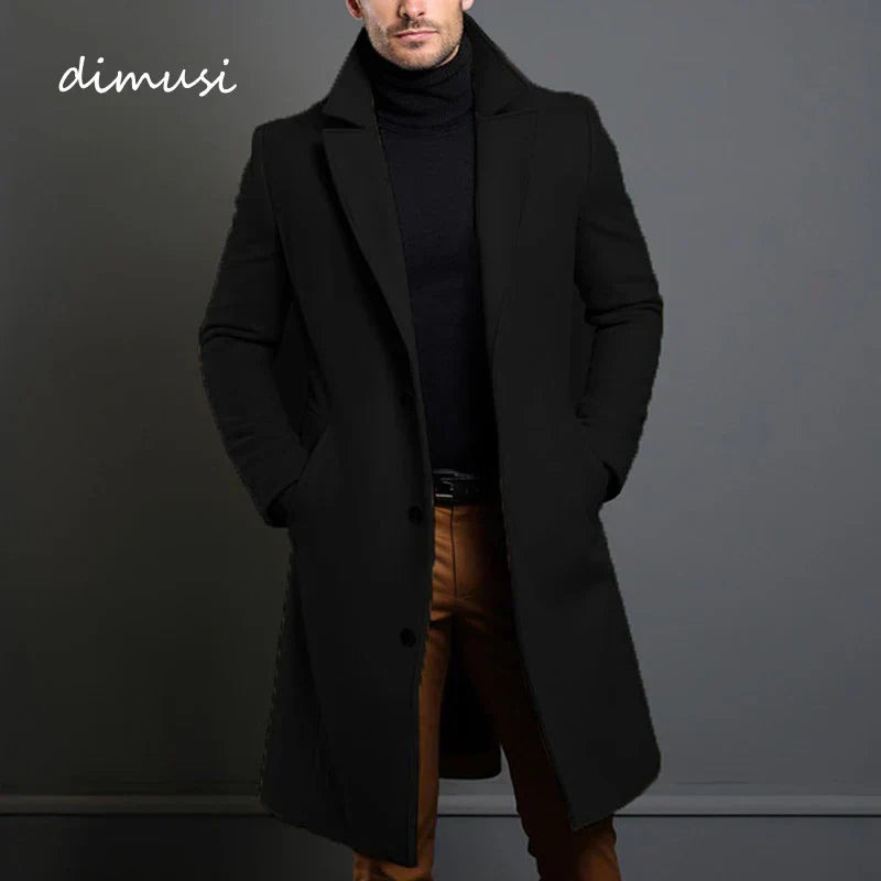 Jaqueta Longa Masculina de Inverno Lã Premium