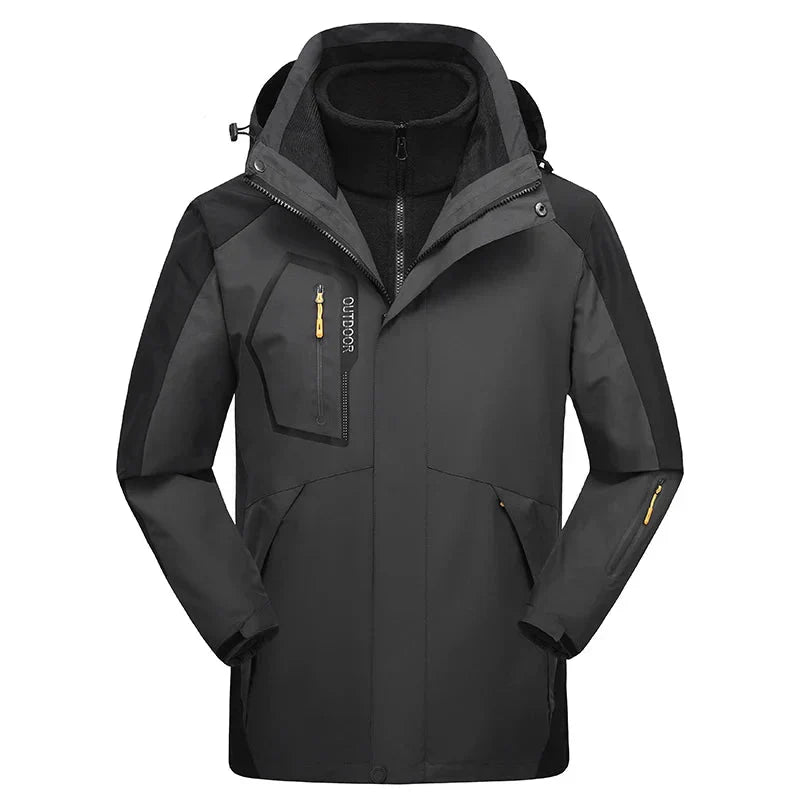 Jaqueta Masculina 3 em 1 com Forro Fleece Impermeável Corta-Vento
