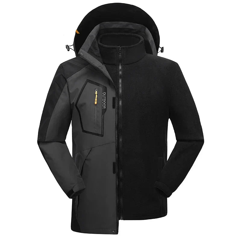 Jaqueta Masculina 3 em 1 com Forro Fleece Impermeável Corta-Vento