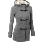 Casaco Feminino Básico com Capuz e Zíper - Sobretudo Casual para Outono/Inverno