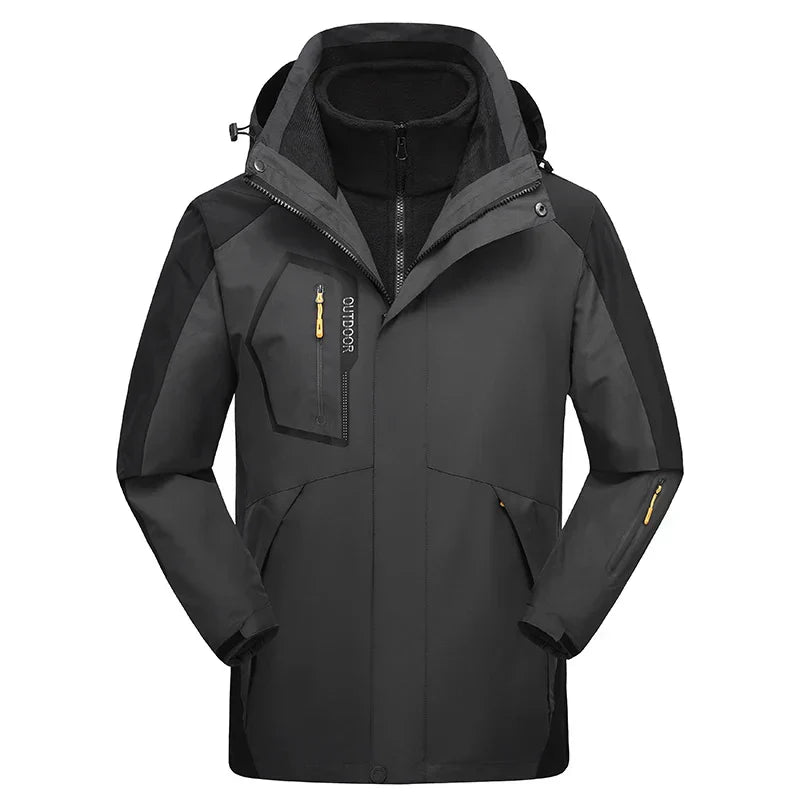 Jaqueta Masculina 3 em 1 com Forro Fleece Impermeável Corta-Vento