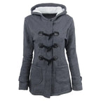 Casaco Feminino Básico com Capuz e Zíper - Sobretudo Casual para Outono/Inverno