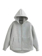 Casaco Feminino com Capuz e Bolsos Oversized