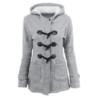 Casaco Feminino Básico com Capuz e Zíper - Sobretudo Casual para Outono/Inverno