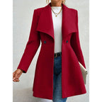 Casaco Feminino de Inverno com Gols Lapel e Botões