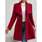 Casaco Feminino de Inverno com Gols Lapel e Botões