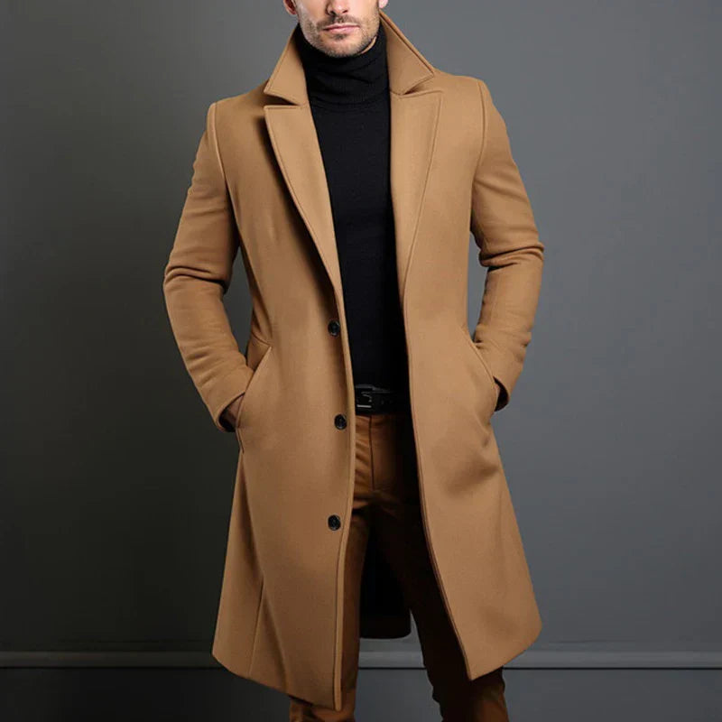 Jaqueta Longa Masculina de Inverno Lã Premium