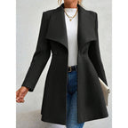 Casaco Feminino de Inverno com Gols Lapel e Botões