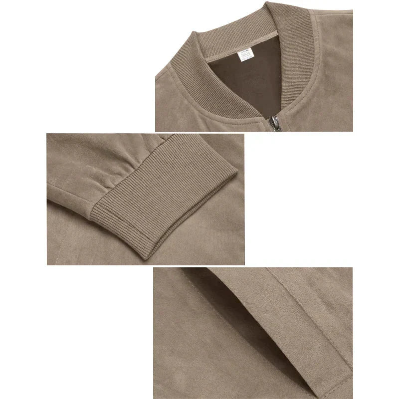 Jaqueta Masculina com Zíper e Gola Alta Casual Retrô