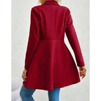 Casaco Feminino de Inverno com Gols Lapel e Botões