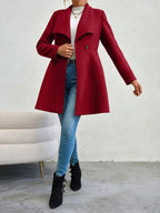 Casaco Feminino de Inverno com Gols Lapel e Botões