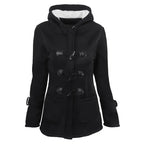 Casaco Feminino Básico com Capuz e Zíper - Sobretudo Casual para Outono/Inverno