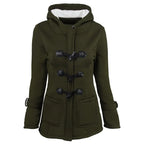 Casaco Feminino Básico com Capuz e Zíper - Sobretudo Casual para Outono/Inverno