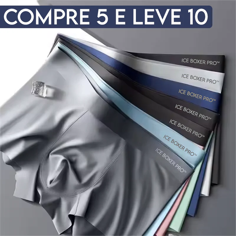 Cueca Boxer de Seda Gelada - Ice Boxer (Compre 5 Leve 10)