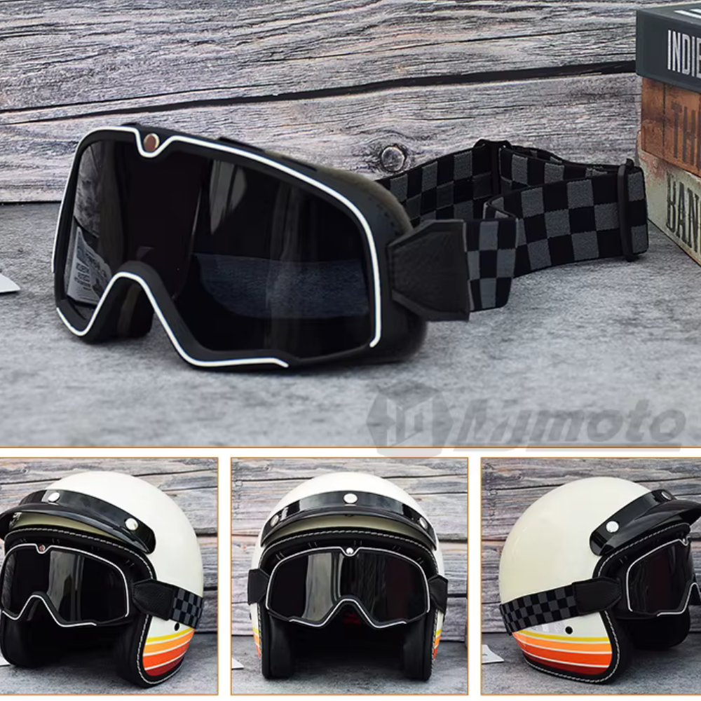Óculos Retrô para Motociclistas com Lentes Espelhadas Antirreflexo