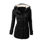 Casaco Feminino Básico com Capuz e Zíper - Sobretudo Casual para Outono/Inverno