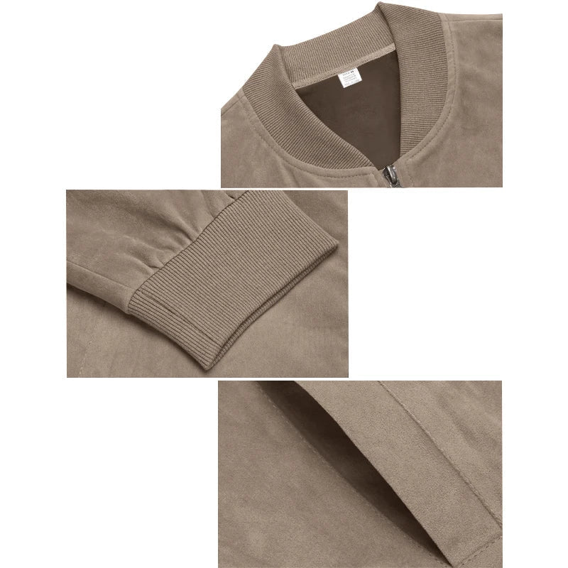 Jaqueta Masculina com Zíper e Gola Alta Casual Retrô