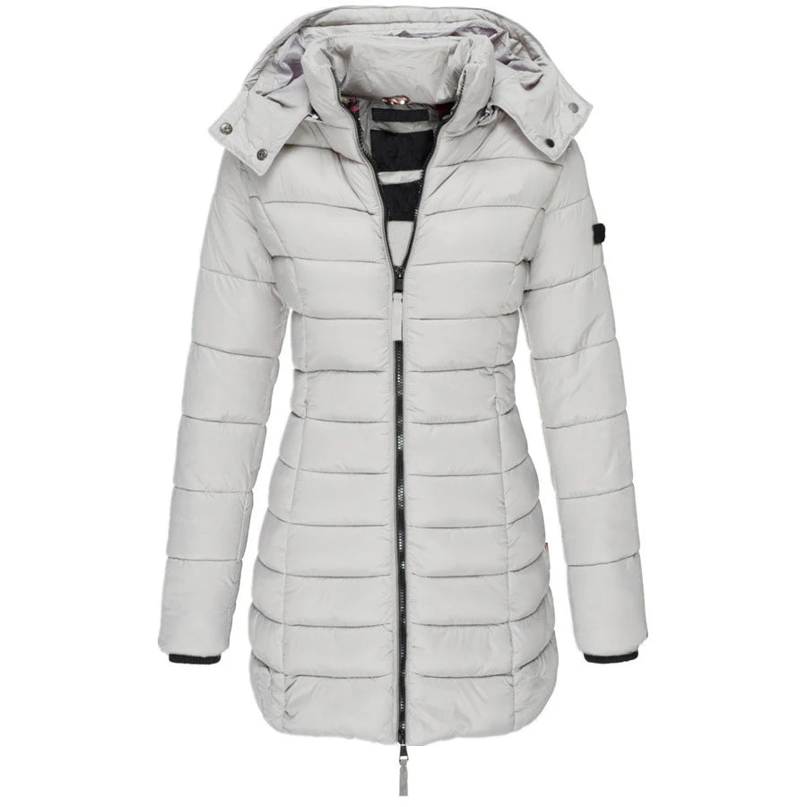 Casaco Feminino de Inverno com Capuz e Zíper - Acolhedor, Elegante e Leve