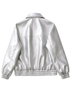 Casaco Feminino Curto em Faux Leather com Toque Vintage