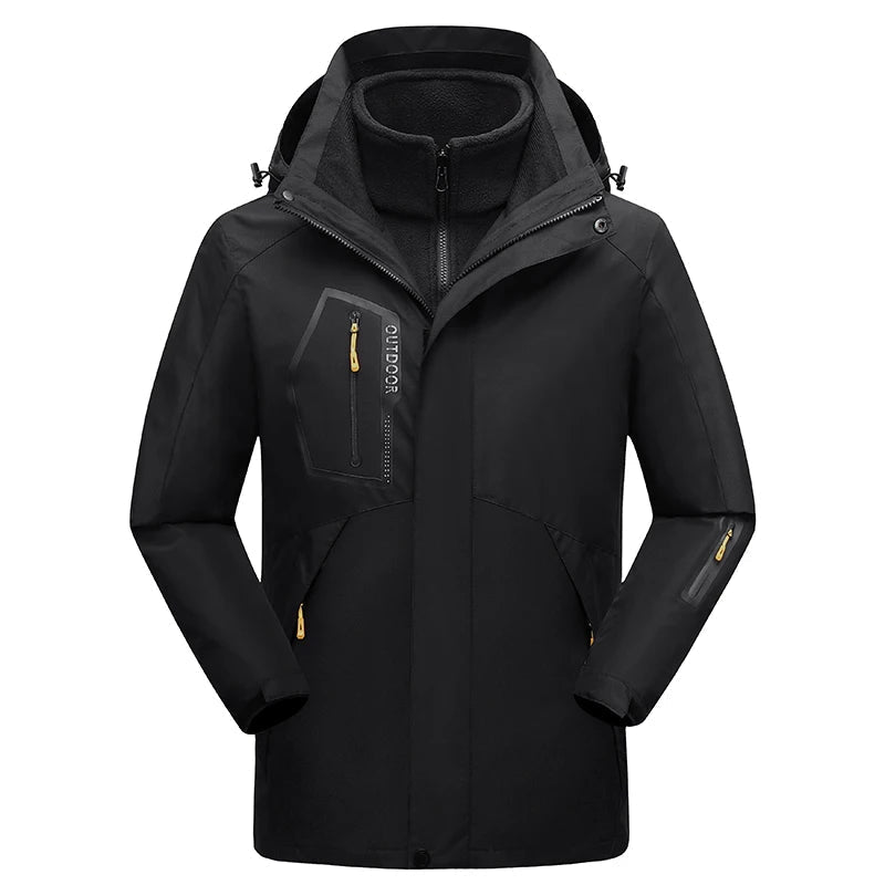 Jaqueta Masculina 3 em 1 com Forro Fleece Impermeável Corta-Vento