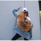 Jaqueta Parka Jeans Feminina com Forro Capuz Removível