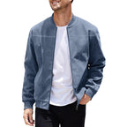 Jaqueta Masculina com Zíper e Gola Alta Casual Retrô