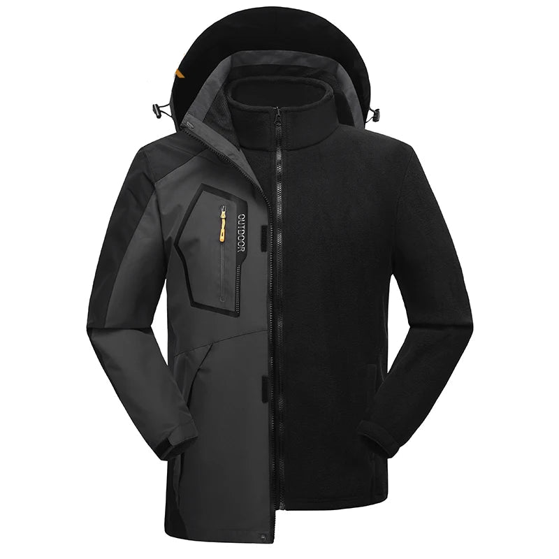 Jaqueta Masculina 3 em 1 com Forro Fleece Impermeável Corta-Vento