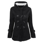 Casaco Feminino Básico com Capuz e Zíper - Sobretudo Casual para Outono/Inverno