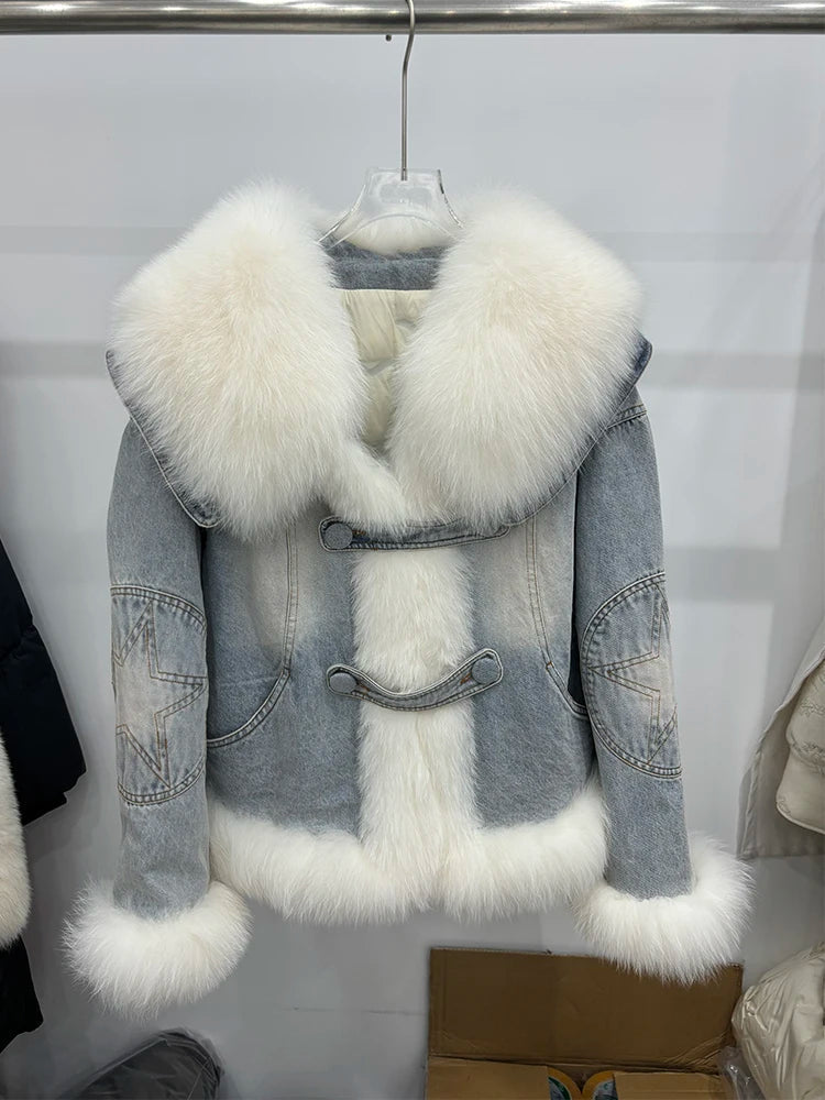 Jaqueta Jeans Feminina com Gola e Forro de lã
