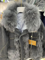 Casaco Feminino Jeans Para Inverno Peluciado Confortável