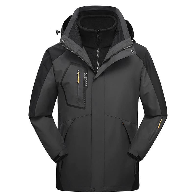 Jaqueta Masculina 3 em 1 com Forro Fleece Impermeável Corta-Vento