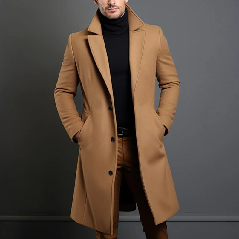 Jaqueta Longa Masculina de Inverno Lã Premium