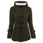 Casaco Feminino Básico com Capuz e Zíper - Sobretudo Casual para Outono/Inverno