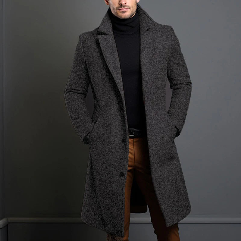 Jaqueta Longa Masculina de Inverno Lã Premium